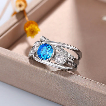 Silver Blue Stone Statement Ring