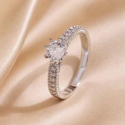 Minimalist White Gold Inlaid Zirconia Ring