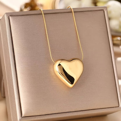 Timeless White Gold Puffy Heart Necklace