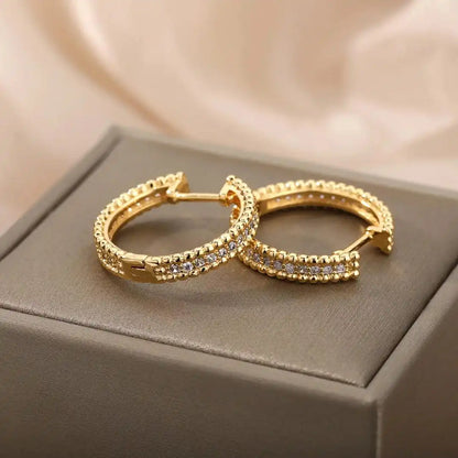Studded Crystal Hoop Earrings