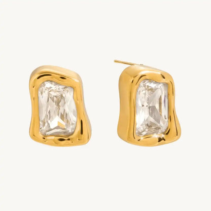 Timeless Gold Zircon Square Earrings