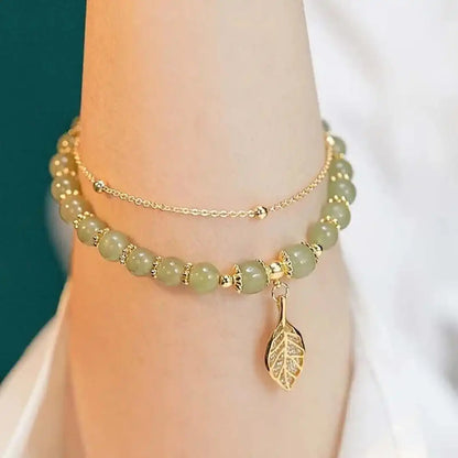 Exquisite Gold Green Jade Bracelet