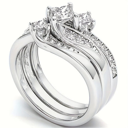 Princess Cluster Ring Set