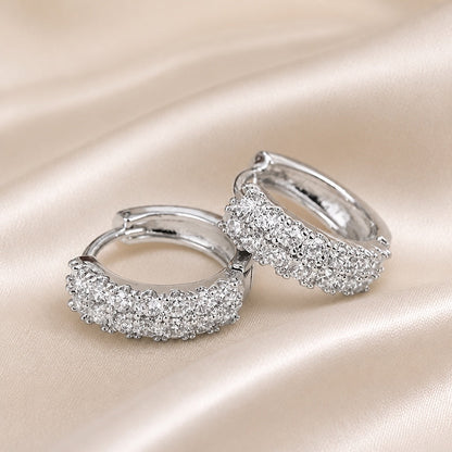 Vintage Micro Zirconia White Gold Hoop Earrings