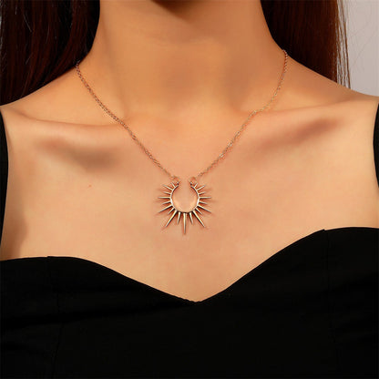 White Gold Sunflower Pendant Necklace