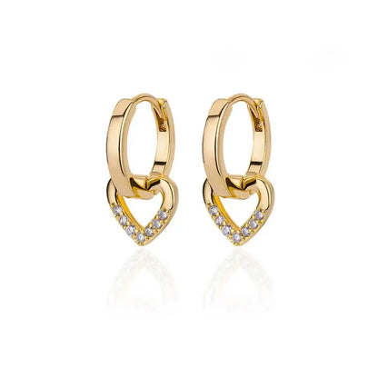 Hollow Zirconia Heart Earrings