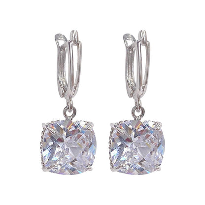 White Gold Zirconia Drop Earrings