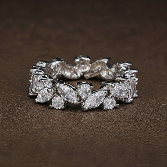 Vintage Marquise Crystals Eternity Ring