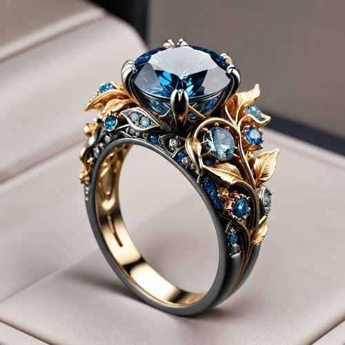 Azure Bloom Crystal Flower Ring